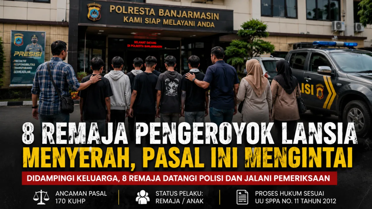 Ilustrasi anak berhadapan dengan hukum didampingi keluarga saat menjalani proses pemeriksaan terkait dugaan pengeroyokan lansia di Banjarmasin.