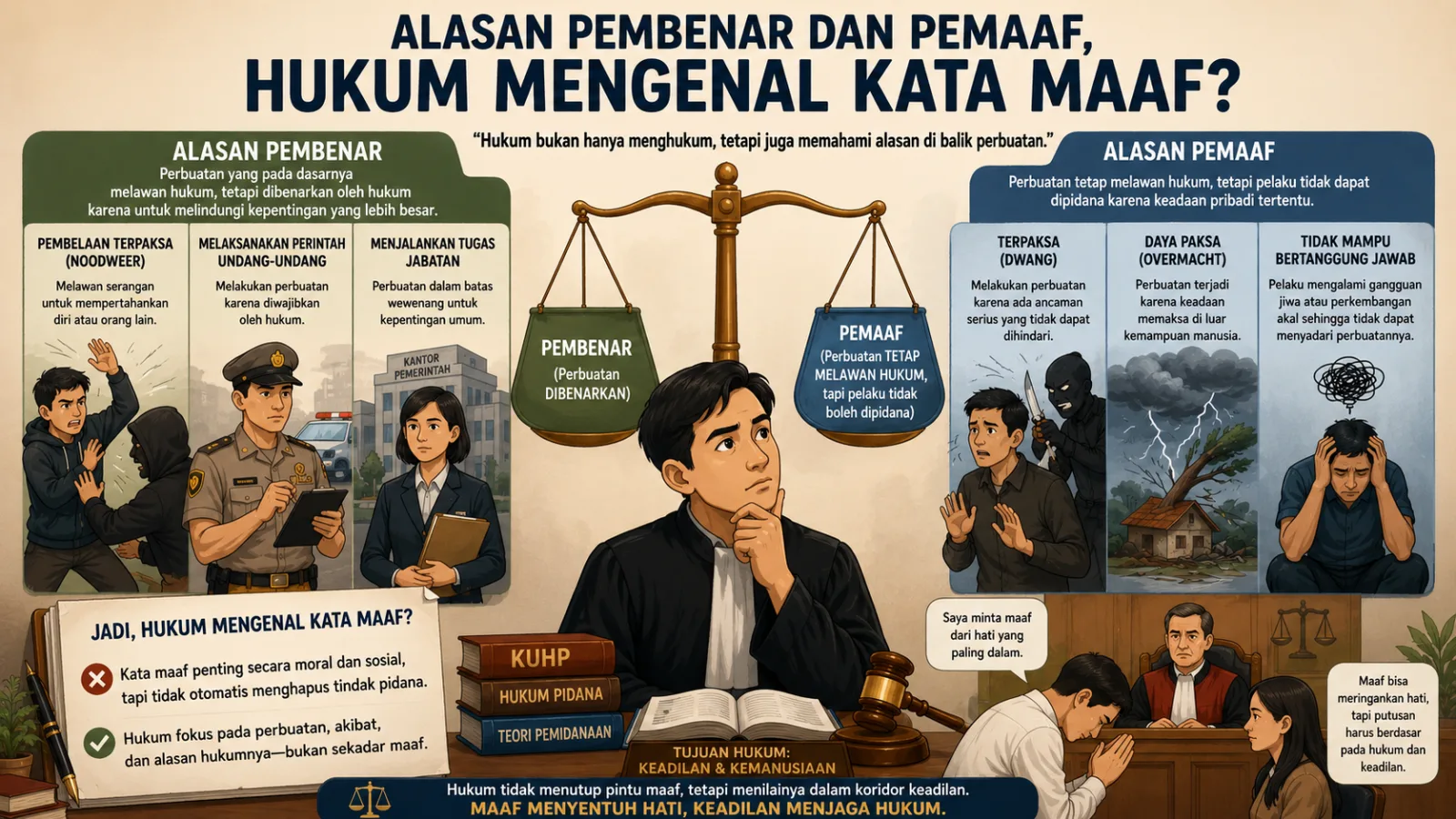 Alasan Pembenar dan Pemaaf, Hukum Mengenal Kata Maaf?
