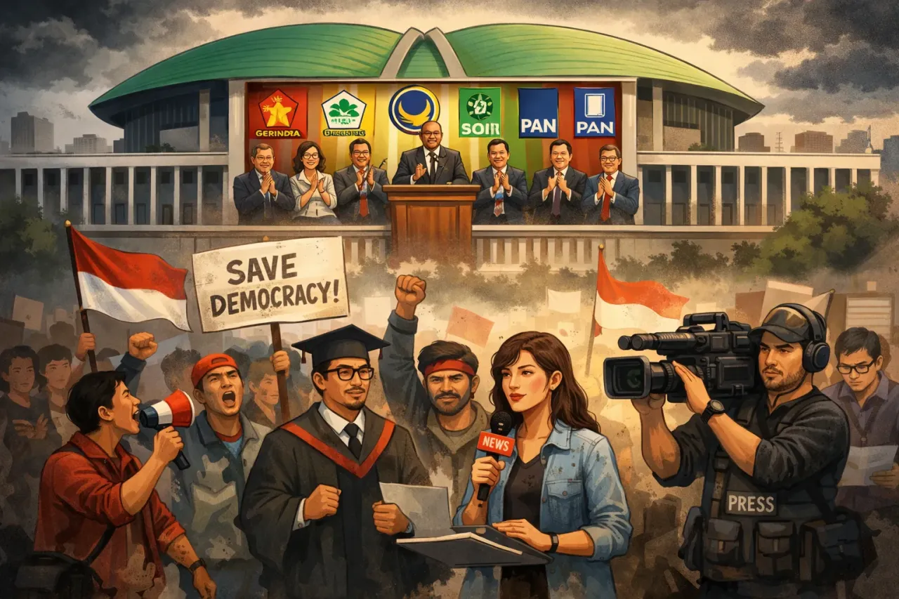 Ilustrasi Oposisi yang seharusnya ada untuk bersuara menyeimbangi pemerintah, tapi seakan-akan kehadirannya ditolak dan dihilangkan secara paksa