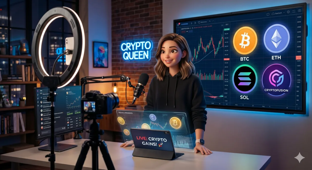 Ilustrasi Influencer Kripto sedang Melakukan Endorsment