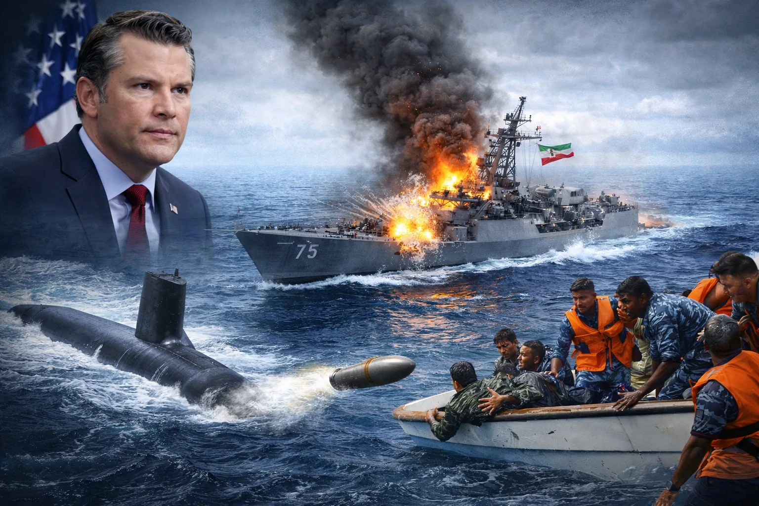 Fregat Iran IRIS Dena Tenggelam Ditorpedo Kapal Selam AS