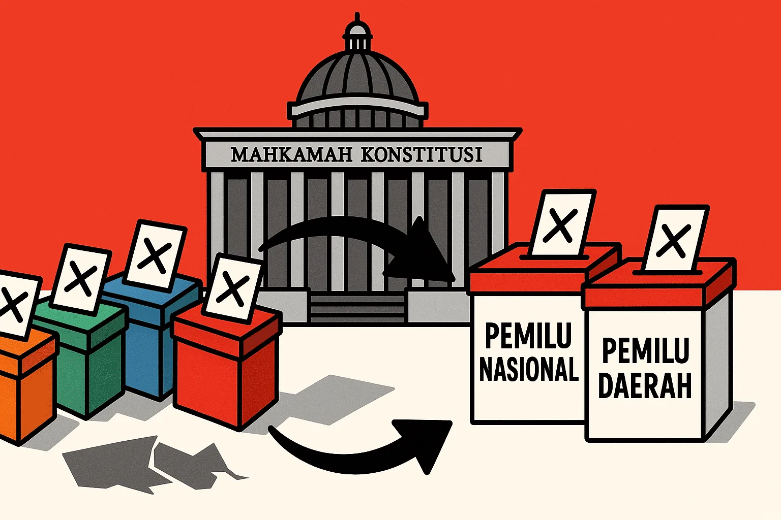 MK Putuskan Pemilu Nasional dan Daerah Dipisah Mulai 2029, Sistem Lima Kotak Berakhir