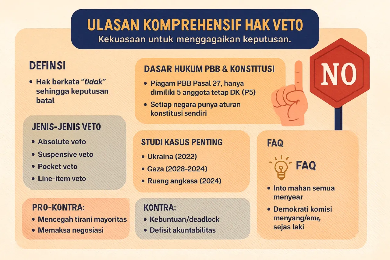 Hak Veto: Pengertian, Dasar Hukum, Jenis, Contoh Kasus, Kelebihan & Kekurangan